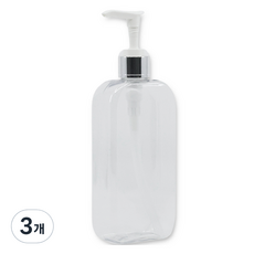 New&Look 手部清潔 廚房清潔劑 纖薄按壓瓶 補充空瓶 300ml, 3個, 透明 + 銀色蓋