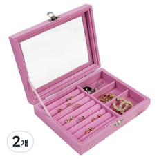 퍼셀론 여성용 플란넬 액세서리 수납함 3칸, 핑크, 2개