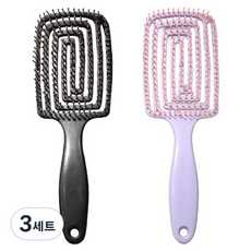 LivingHomeDetail 濕髮防糾結髮根蓬鬆梳2件組, 3套, 黑色, 紫色