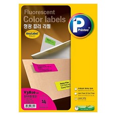 프린텍 형광 컬러 빨강 애니라벨 V3810-10, 14칸, 10개