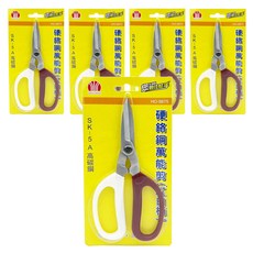 WEN-CHENG 汶澄 硬鉻鋼萬能剪刀, 紅色/白色, 5支