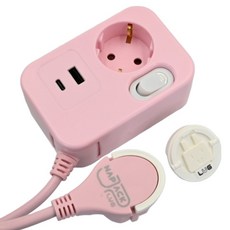 LUGBOX Type-C USB 旋轉延長線 1孔 LUG-LGOIMKU2, 粉紅色, 1個, 1.5m