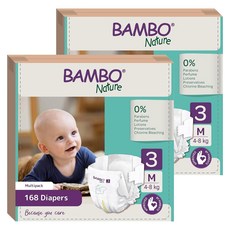 Bambo Nature 伴寶樂 Green 大容量黏貼型尿布 4~8kg, 第3階段, 336片