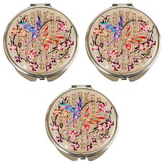 螺鈿漆器貝殼圓形手拿鏡, 訓民蝴蝶, 3個