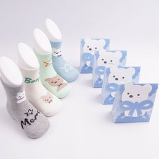 비바세븐 남아용 메르시 베어 양말 4종 선물세트