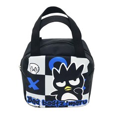 Sanrio 三麗鷗 Badtz-Maru 企鵝方型單層便當袋, 酷企鵝 黑色, 1個, 20 x 10 x10cm