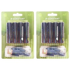 E-CONSTANT 恆旭 USB可充式鋰離子電池組 AA 3號電池 Type-C便攜充電 高循環次數 無記憶效應, 4顆, 2組