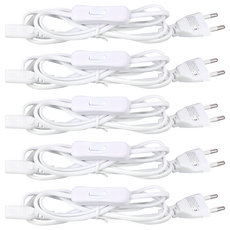 T5專用電源線附開關, 150cm, 白色, 5個