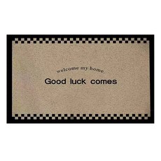 【德利生活】法式絲圈入戶刮泥地墊 40x60cm good luck, good luck 淺棕色