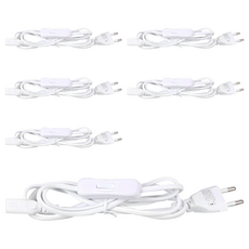 T5專用電源線附開關, 150cm, 白色, 6個