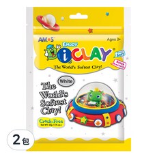 AMOS 阿摩司 袋裝超輕黏土 適用年齡三歲以上, 白色, 50g, 2包