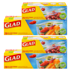 글래드 4중 와이드씰 지퍼백 냉장용 중형 25p + 대형 20p, 혼합, 2세트