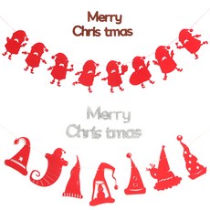 PARTYHAE 毛氈小聖誕老人拉旗 + 毛氈聖誕老人精靈帽拉旗套組, 快樂朋友