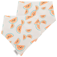 PUKU 藍色企鵝 Summer造型領巾組 2入組 西瓜圖案 柔軟純棉材質 吸水性佳 雙排釦設計