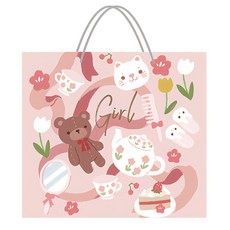 德德小品集 手提袋(童年記憶-女孩M) 可愛風外出收納袋 寶寶用品, 1入, 粉色, 220mm X 245mm
