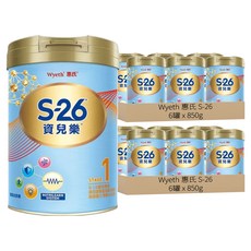 Wyeth 惠氏 S-26 資兒樂嬰兒配方奶粉 1號 再升級版 0~12個月, 850g, 12罐