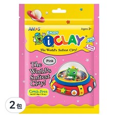 AMOS 阿摩司 iCLAY 超輕黏土 不黏手, 粉紅色, 50g, 2包