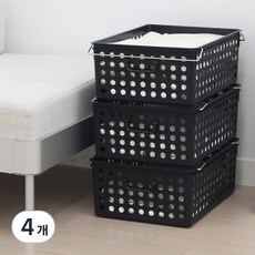 플라팜 송송 옷장정리 바스켓, 블랙, 4개