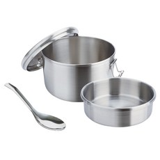 CLARE 晶鑽316雙層圓形便當盒 附湯匙 不鏽鋼 12cm 700ml, CL-50112, 1組