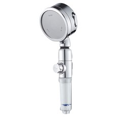 頂規三段可調控蓮蓬頭 360度旋轉 一鍵止水 過濾淨水, 1個, 銀色