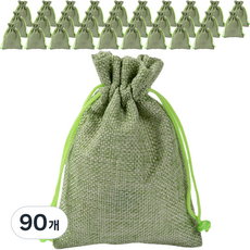 Maket Gamseong 亞麻抽繩束口袋 10 x 14, 綠色, 90個