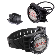 AQUATEC 指北針組 夜光功能 含錶帶 + 管夾 SC-650, 黑色
