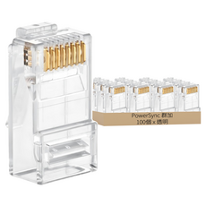 PowerSync 群加 CAT6單件式 水晶接頭 CAT6-G8P8C3100, 100個, 1mm, 透明