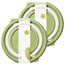 Reddot 紅點生活 大容量可堆疊微波冷藏保鮮盒3件組 圓形 綠色, 2組, 3個容器 + 3個蓋子