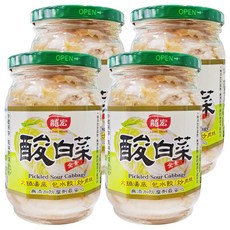 龍宏 LONG HOME 酸白菜, 天然發酵, 無添加防腐劑和漂白劑, 全素, 適用於火鍋湯底、炒肉絲和包水餃, 370g, 4罐