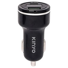 Kinyo 雙USB孔車用充電座 24 x 24 x 65mm 15.9g, CU-8075, 黑色