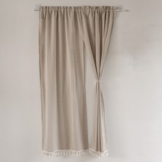 日系棉麻門簾 雙開, 180 x 85cm, 奶茶可可