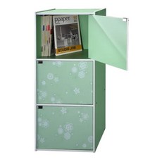 EASYHOME 花系列三層三門收納櫃 彩色組合櫃, 42x28.5x89cm, 綠色