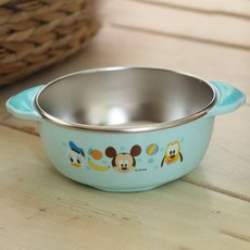 Disney 迪士尼 米老鼠防滑不鏽鋼雙層兒童碗, 1入