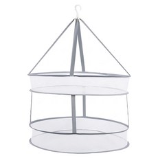 E.City 可折疊透氣防變形加厚雙層防落曬衣網 80 x 59 x 59cm 大款 190g, 白色 + 灰色