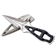 AQUATEC 迅猛龍尖頭潛水刀 KN-170SP 304不鏽鋼, 黑色 + 銀色