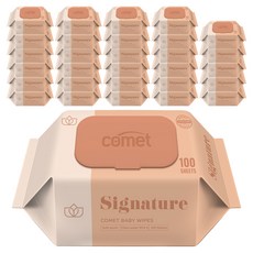 코멧 시그니처 아기물티슈 엠보싱 캡형 저자극 더마테스트 인증, 55g, 100매, 40개