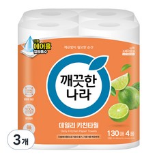 깨끗한나라 데일리 천연펄프 키친타올, 130매, 12개