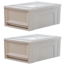 아이리스 국내생산 시스템 수납함 슬라이딩 서랍장 BC-370, 화이트그레이, 2개