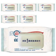 芊柔 濕巾 外出旅行必備 不含酒精 溫和無刺激, 80張, 6包