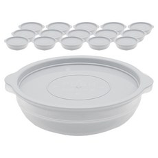 SAENGHWALEN Cook&Rice可微波冷凍密封保鮮盒 450ml, 16個, 淺灰色 保鮮盒+蓋子