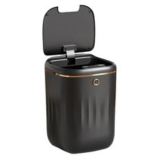 輕奢紫光垃圾桶, 20L, 感應開蓋, 藍光照明, 25 x 25 x 36cm, 黑金色