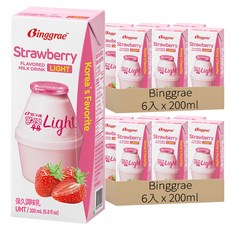 Binggrae light 保久調味乳 草莓風味, 200ml, 12入