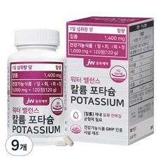 JW중외제약 워터 밸런스 칼륨 포타슘, 120정, 9개