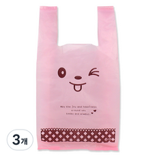 아이엔피 양날 손잡이 비닐봉투 핑크래빗 소 18 x 35 cm, 3개, 50개입