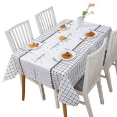 인아트 방수 식탁보, 영문 화이트 칸, 1개, 137 x 137 cm