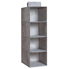 多層收納掛袋，四層，可水洗，PP+棉麻布，深灰色, 26 x 27 x 77cm