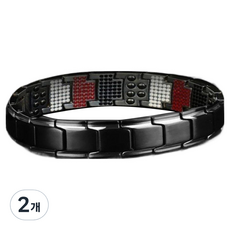 Solsoldamda 復古風磁力健康手環 黑色 22公分, 2個