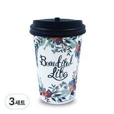 TOGO PACK 花朵紙杯 380ml + 可開關杯蓋, 3套