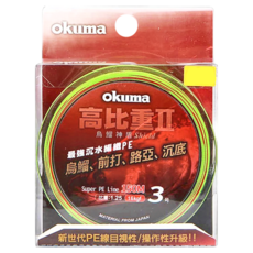 okuma 寶熊釣具 釣線 編織線 高比重II, 紅色 + 螢光綠, 1個