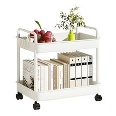 오코로 책상아래 이동식 트롤리, 화이트, 2단